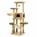 Arbre à chat en bois MDF et peluche avec hamac et jouet suspendu 145 cm