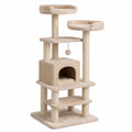 Arbre à chat en peluche et sisal beige, 120 cm avec niche