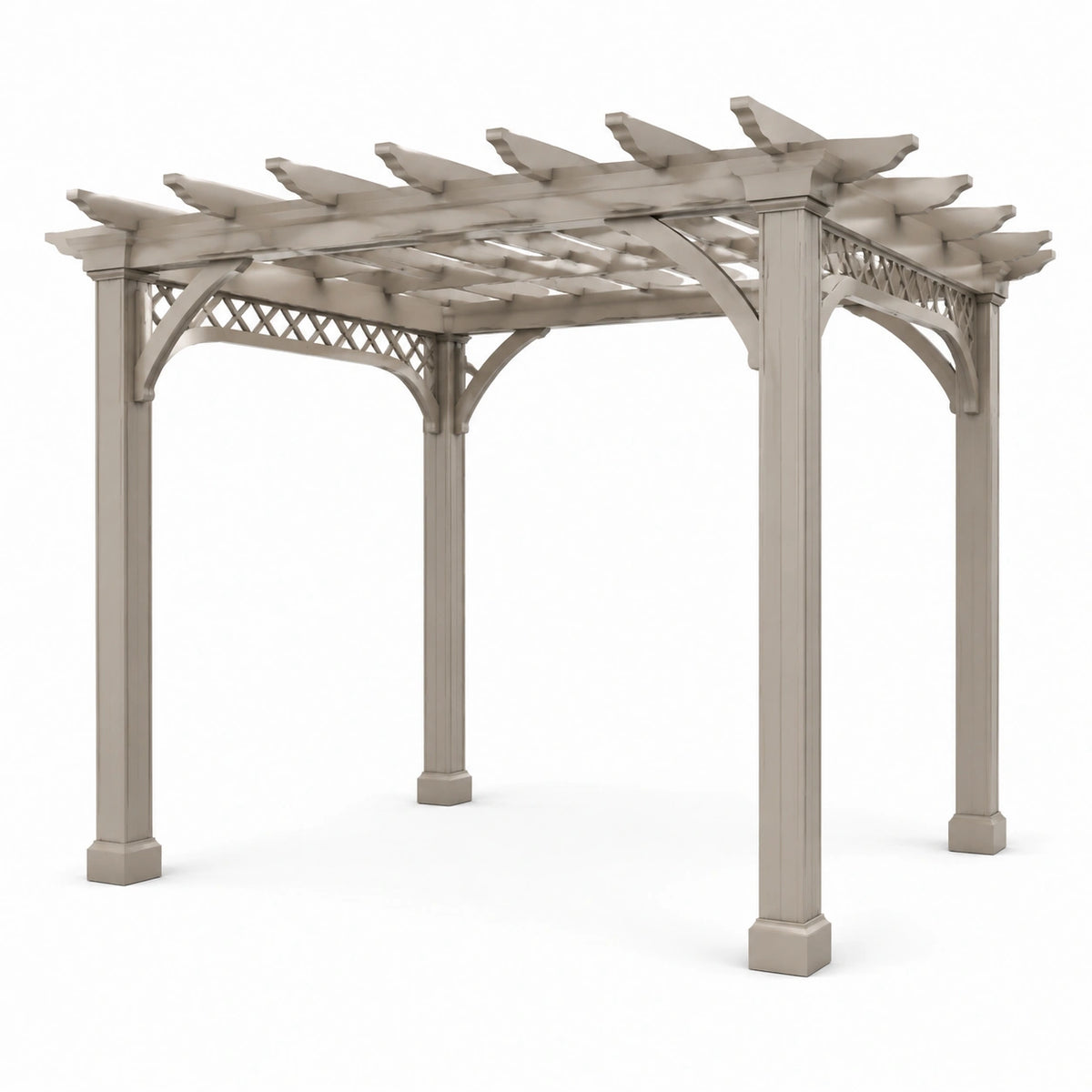 Pergola de jardin en vinyle gris avec treillis intégré