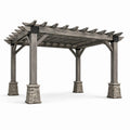Pergola en bois et pierre avec piliers en pierre, gris 300x300x240 cm