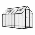 Serre en aluminium noir avec panneaux de polycarbonate transparent