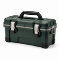 Boîte à outils en plastique vert avec loquets métalliques 40x20x25 cm
