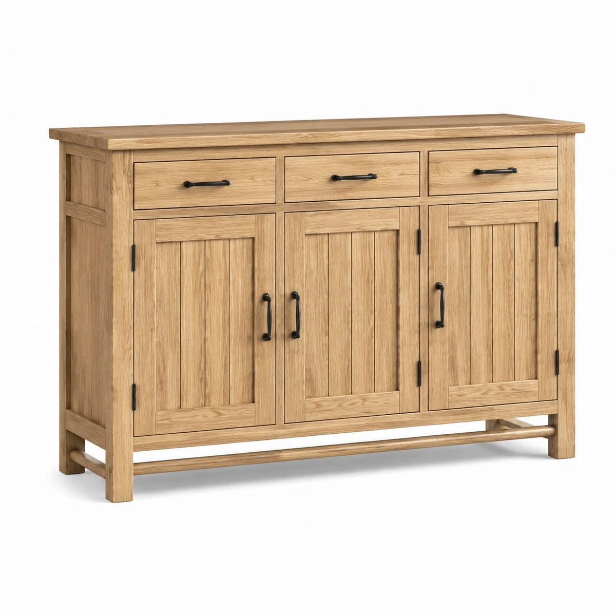 Buffet en bois 3 portes 3 tiroirs 145x40x85 cm