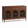 Buffet en bois avec portes vitrées et tiroirs