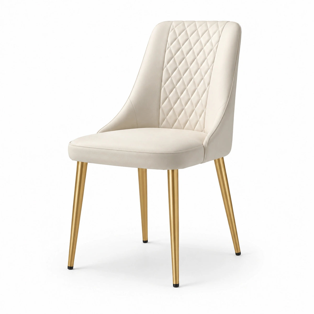 Chaise en cuir synthétique avec pieds en métal doré
