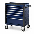 Chariot à outils en métal bleu avec roulettes