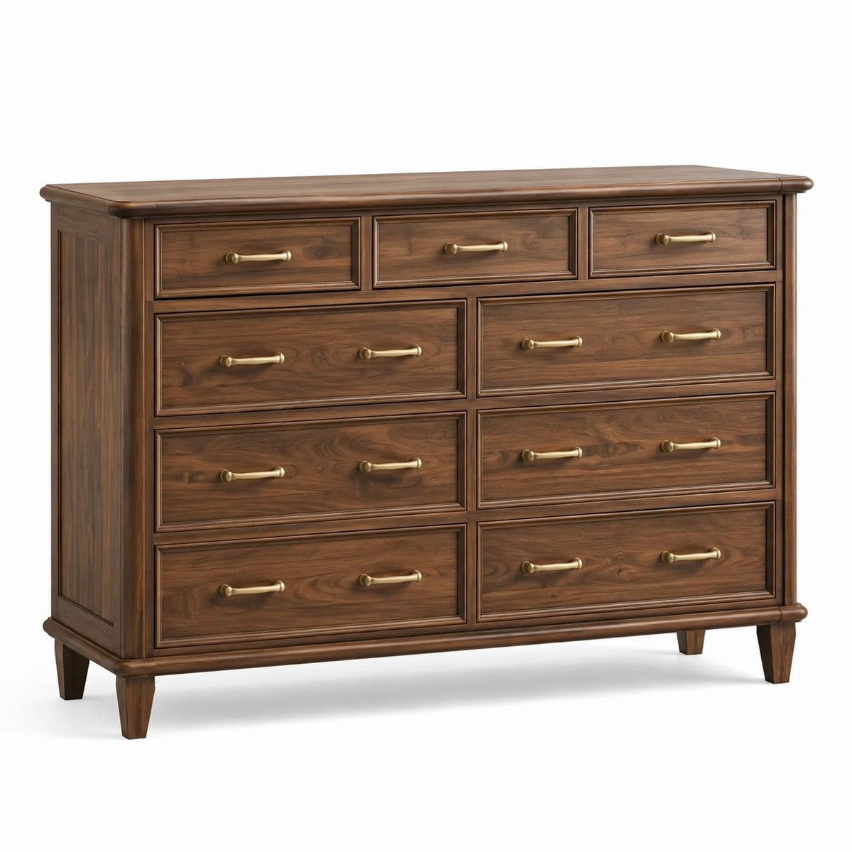 Commode en bois de noyer avec 10 tiroirs marron
