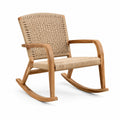 Chaise berçante en bois de teck et corde en fibre naturelle beige