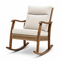 Chaise berçante en bois et rotin avec coussins en polyester beige